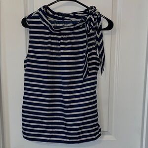 GAP Blue and White Striped Blouse with Tie